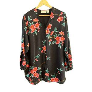 Vintage Victoria's Secret 1990s Gold Label 100 Silk Tropical Hawaiian Shirt Sz M